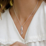 Handmade Flowing Blue Topaz and Pearl Organic Silver Pendant