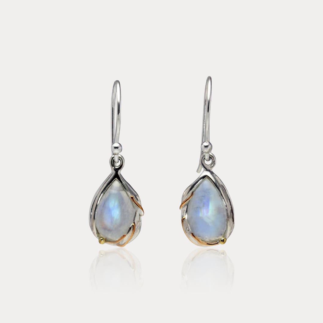 Rainbow Moonstone Earrings, 14k Gold, Sterling Silver Teardrop Drop Earrings hotsell