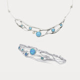 Flowing Statement Fire Opal Necklace and Bangle Set