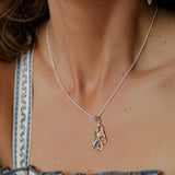 Handmade Teardrop Blue Topaz and Pearl Pendant Necklace
