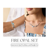 Flowing Statement Fire Opal Necklace and Bangle Set