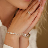 Teardrop Green Amethyst and Pearl Silver Ring