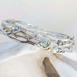 Fluid Green Amethyst and Pearl Bangle