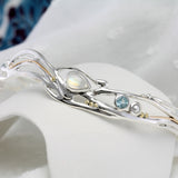 Organic Moonstone, Topaz and Pearl Bangle