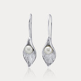 Handmade Calla Lily Freshwater Pearl Drop Earrings