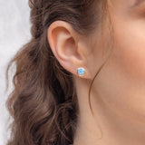 Handmade Blue Opal Stud Earrings