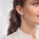 Handmade Blue Opal Stud Earrings