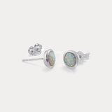 Round Sterling with Opal Stud Earrings