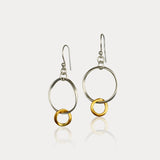Handmade Two Tone Silver and 14kt Gold Hoop Earrings