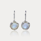 Handmade Elegant Round Moonstone Drop Earrings
