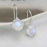 Handmade Elegant Round Moonstone Drop Earrings