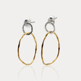Handmade Silver and 14kt Gold Oval Hoop Earrings