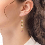 Peridot, Moonstone and Tourmaline Gold Drop Earrings