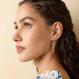 Peridot, Moonstone and Tourmaline Gold Drop Earrings