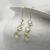 Gold Vermeil Green Amethyst Drop Earrings