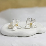 Dainty Mixed Metal Floral Stud Earrings