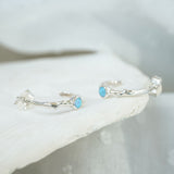 Blue Opal Silver Huggie Hoop Earrings