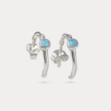 Blue Opal Silver Huggie Hoop Earrings
