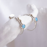 Blue Opal Silver Huggie Hoop Earrings