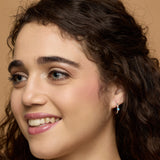 Blue Opal Silver Huggie Hoop Earrings