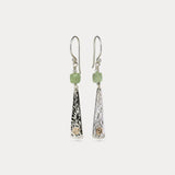 Prehnite Textured Sterling Silver Drop Earrings