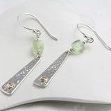 Prehnite Textured Sterling Silver Drop Earrings