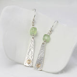 Prehnite Textured Sterling Silver Drop Earrings
