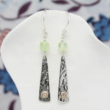 Prehnite Textured Sterling Silver Drop Earrings