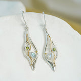 Elegant Moonstone and Peridot Silver Earrings