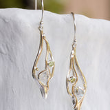 Elegant Moonstone and Peridot Silver Earrings