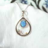 Handmade Contemporary Silver & Blue Fire Opal Necklace