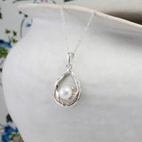 Undulating Silver and Pearl Pendant