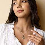Handmade Teardrop Blue Topaz and Pearl Pendant Necklace