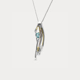 Handmade Flowing Blue Topaz and Pearl Organic Silver Pendant