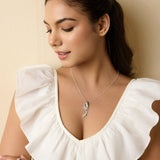 Handmade Flowing Blue Topaz and Pearl Organic Silver Pendant