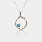 Handmade Blue Opal Organic Circle Necklace