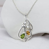 Peridot, Citrine and Pearl Silver Pendant