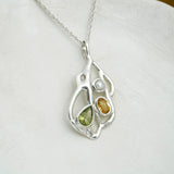 Peridot, Citrine and Pearl Silver Pendant