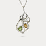 Peridot, Citrine and Pearl Silver Pendant