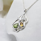 Peridot, Citrine and Pearl Silver Pendant