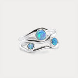 Three Opal Gemstone Sterling Silver Ring