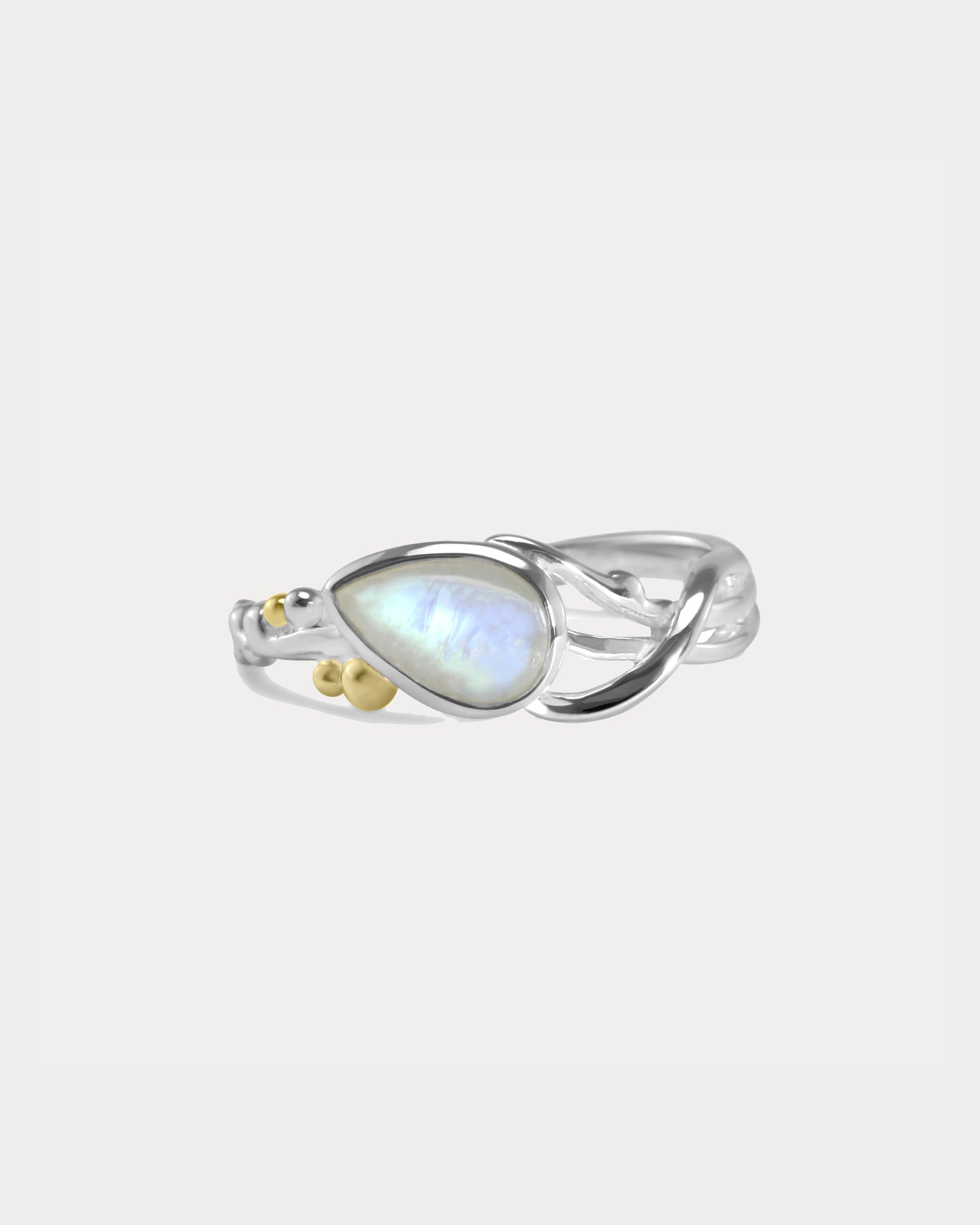 Teardrop Rainbow Moonstone Ring – Isla Silver - Main Image