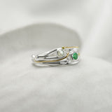 Sterling Silver Pearl and Emerald Ring