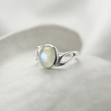 Sterling Silver Rainbow Moonstone Wave Ring