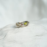 Peridot and Tourmaline Silver Meadow Ring