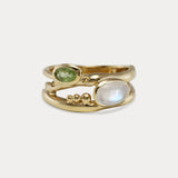 Peridot and Moonstone Gold Ring