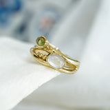Peridot and Moonstone Gold Ring