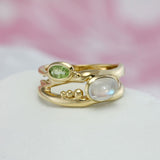 Peridot and Moonstone Gold Ring