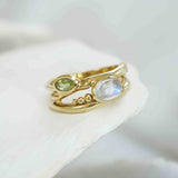 Peridot and Moonstone Gold Ring