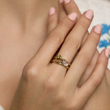 Peridot and Moonstone Gold Ring